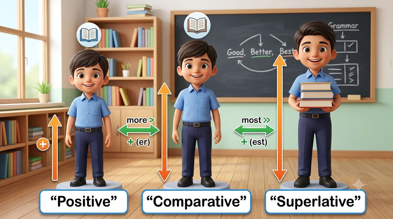 Adjective-এর Degree কী? Positive, Comparative ও Superlative Degree-এর নিয়ম ও উদাহরণ | Class 5-10 English Grammar