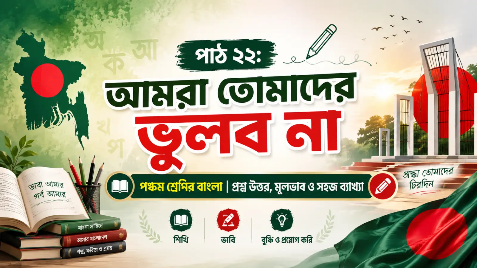 পাঠ ২২ আমরা তোমাদের ভুলব না | পঞ্চম শ্রেণির বাংলা | প্রশ্ন উত্তর, মূলভাব ও সহজ ব্যাখ্যা